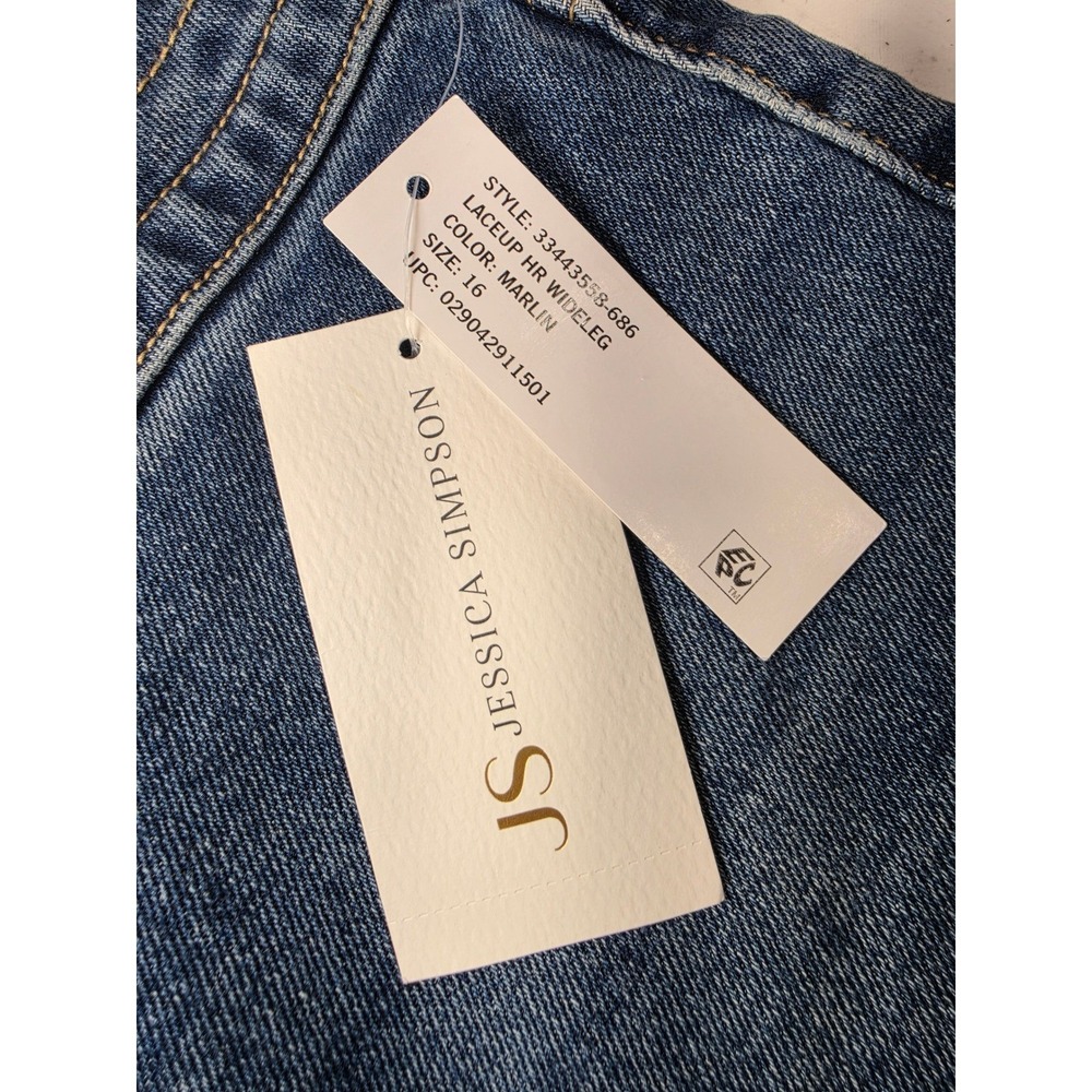 Jessica Simpson Marlin Lace Up Wide Leg Jeans Medium Wash Blue Denim Womens 16 - Picture 10 of 12